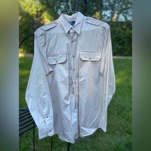 POLO By RALPH LAUREN Men's Beige Button-Down Shirt Size Medium